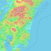 Topografische kaart Kyushu Region, hoogte, reliëf