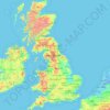 Topografische kaart Groot-Brittannië, hoogte, reliëf