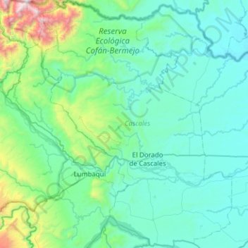Topografische kaart Parroquia El Dorado de Cascales, hoogte, reliëf