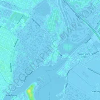 Topografische kaart Spaarndam gem. Haarlem, hoogte, reliëf