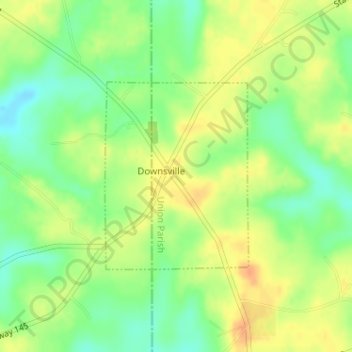 Topografische kaart Downsville, hoogte, reliëf