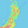 Topografische kaart Tohoku, hoogte, reliëf