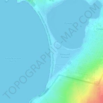 Topografische kaart Пляж Майами, hoogte, reliëf