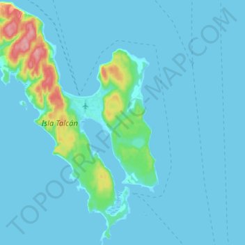 Topografische kaart Isla Talcán, hoogte, reliëf