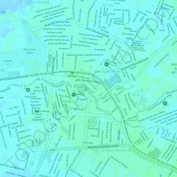 Topografische kaart Malecon 2000, hoogte, reliëf