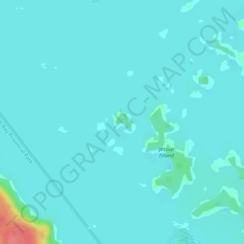 Topografische kaart Richardson Island, hoogte, reliëf