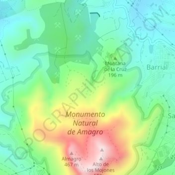 Topografische kaart Barranco del Draguillo, hoogte, reliëf