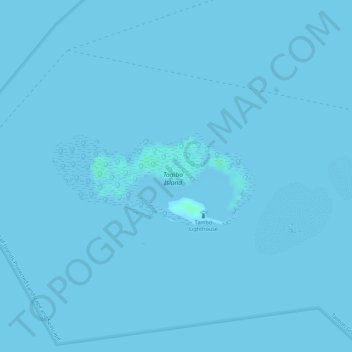 Topografische kaart Tambo Island, hoogte, reliëf