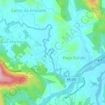 Topografische kaart Rio Forquilha, hoogte, reliëf