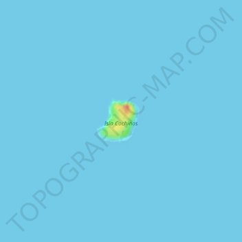Topografische kaart Isla Cochinos, hoogte, reliëf