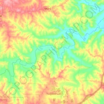 Topografische kaart South Moreau Creek, hoogte, reliëf