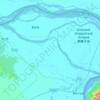 Topografische kaart 黑龙江, hoogte, reliëf