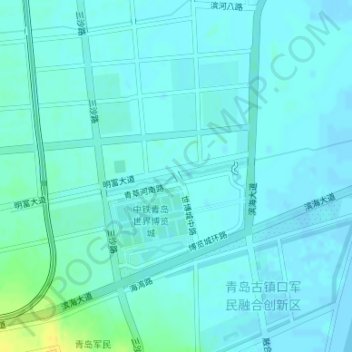 Topografische kaart 青岛古镇口军民融合创新区, hoogte, reliëf