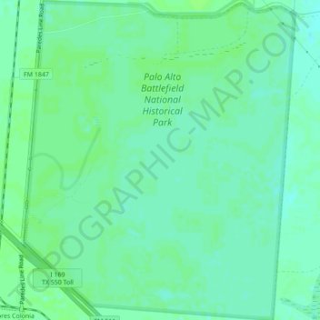Topografische kaart Palo Alto Battlefield National Historical Park, hoogte, reliëf