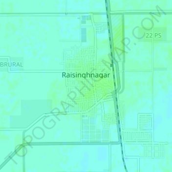 Topografische kaart Raisinghnagar, hoogte, reliëf