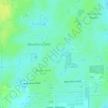 Topografische kaart Duxbury Park, hoogte, reliëf