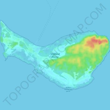 Topografische kaart Neil Island, hoogte, reliëf