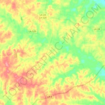Topografische kaart Kisatchie National Forest, hoogte, reliëf
