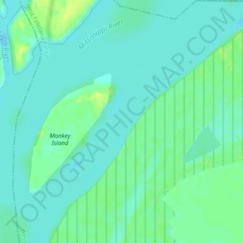 Topografische kaart Mississippi River, hoogte, reliëf
