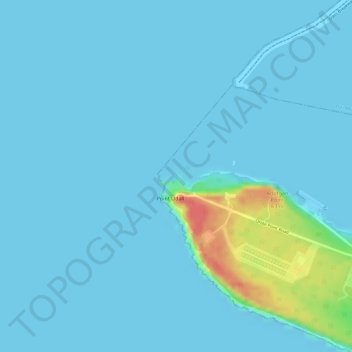 Topografische kaart Orote Island, hoogte, reliëf