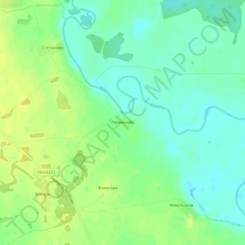 Topografische kaart Рахманово, hoogte, reliëf