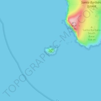 Topografische kaart Sutil Island, hoogte, reliëf