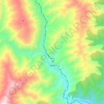 Topografische kaart Río Toro, hoogte, reliëf