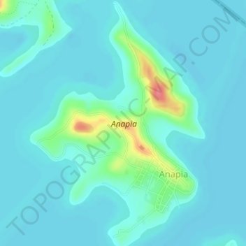 Topografische kaart Anapia, hoogte, reliëf