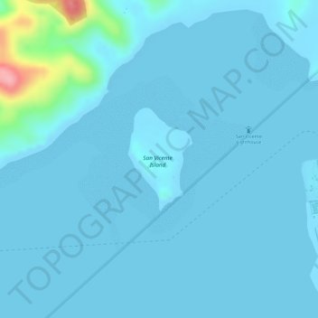 Topografische kaart San Vicente Island, hoogte, reliëf