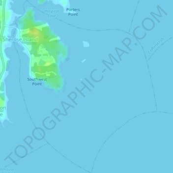 Topografische kaart Sherose Island, hoogte, reliëf