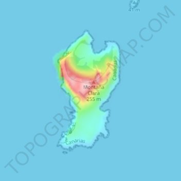 Topografische kaart Isla de Montaña Clara, hoogte, reliëf