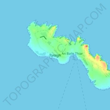 Topografische kaart Tory Island, hoogte, reliëf