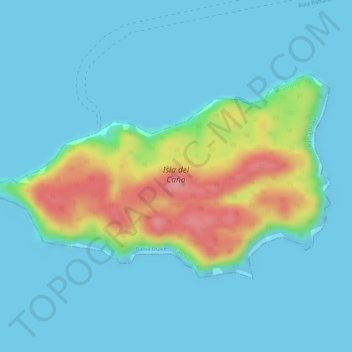 Topografische kaart Isla del Caño, hoogte, reliëf