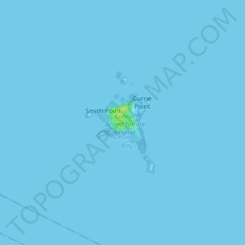 Topografische kaart Carnac Island, hoogte, reliëf