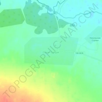 Topografische kaart Сорок-Сайдак, hoogte, reliëf