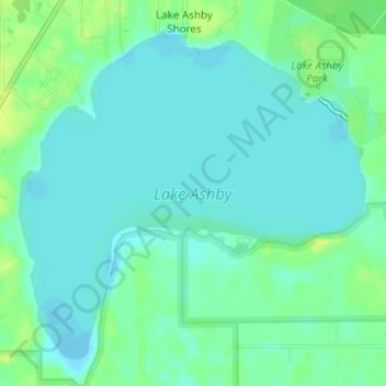 Topografische kaart Lake Ashby, hoogte, reliëf
