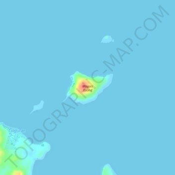 Topografische kaart Magais Island, hoogte, reliëf