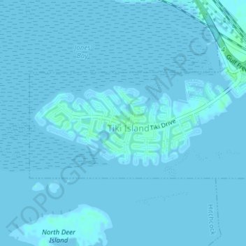 Topografische kaart Galveston County, hoogte, reliëf