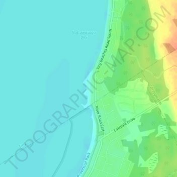 Topografische kaart Allenwood Beach, hoogte, reliëf