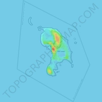 Topografische kaart Reserva de la Biosfera Isla Isabel, hoogte, reliëf