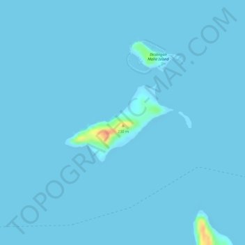 Topografische kaart Horse Island, hoogte, reliëf