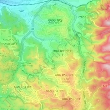 Topografische kaart Bet Shemesh, hoogte, reliëf