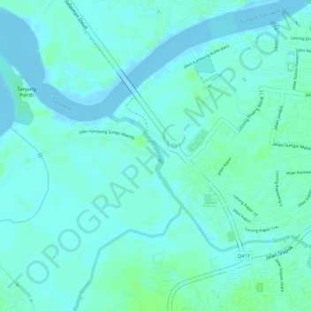 Topografische kaart Sungai Maong, hoogte, reliëf