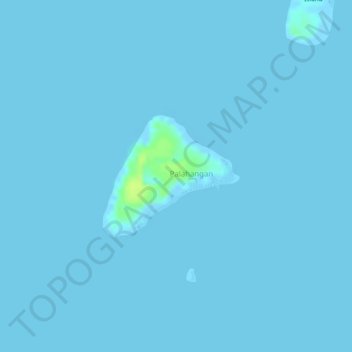 Topografische kaart Palajangan Island, hoogte, reliëf