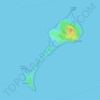 Topografische kaart Insel Vilm, hoogte, reliëf