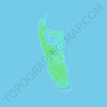 Topografische kaart Teinga Island, hoogte, reliëf