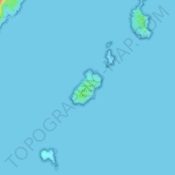 Topografische kaart Île Piana, hoogte, reliëf