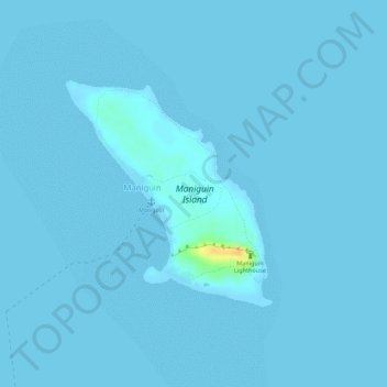 Topografische kaart Maniquin Island, hoogte, reliëf