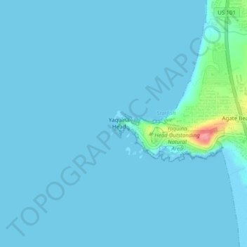 Topografische kaart Yaquina Head Light, hoogte, reliëf
