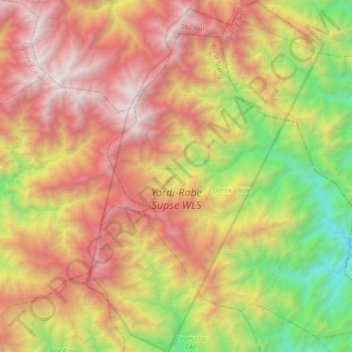 Topografische kaart Yordi-Rabe Supse WLS, hoogte, reliëf